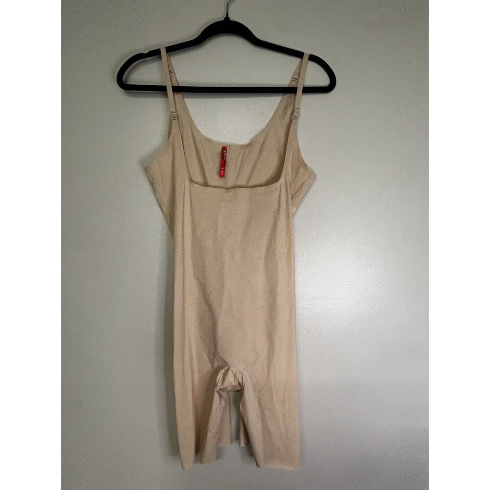Spanx Thinstincts 2.0 Open-Bust Mid-Thigh Bodysuit Nude Women's Size L